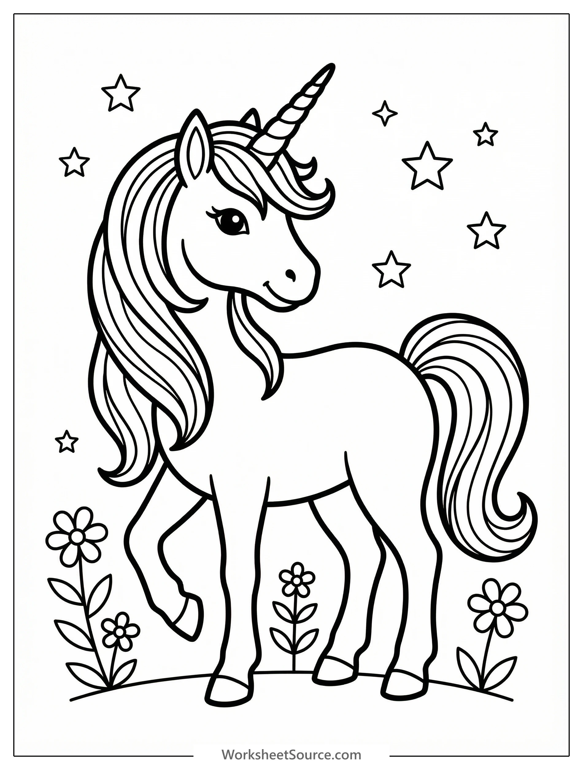 Elegant Unicorn Side View — 著色