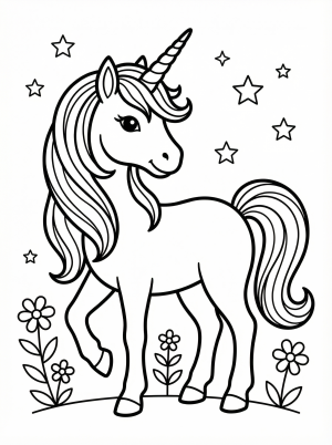 Elegant Unicorn Side View coloring page