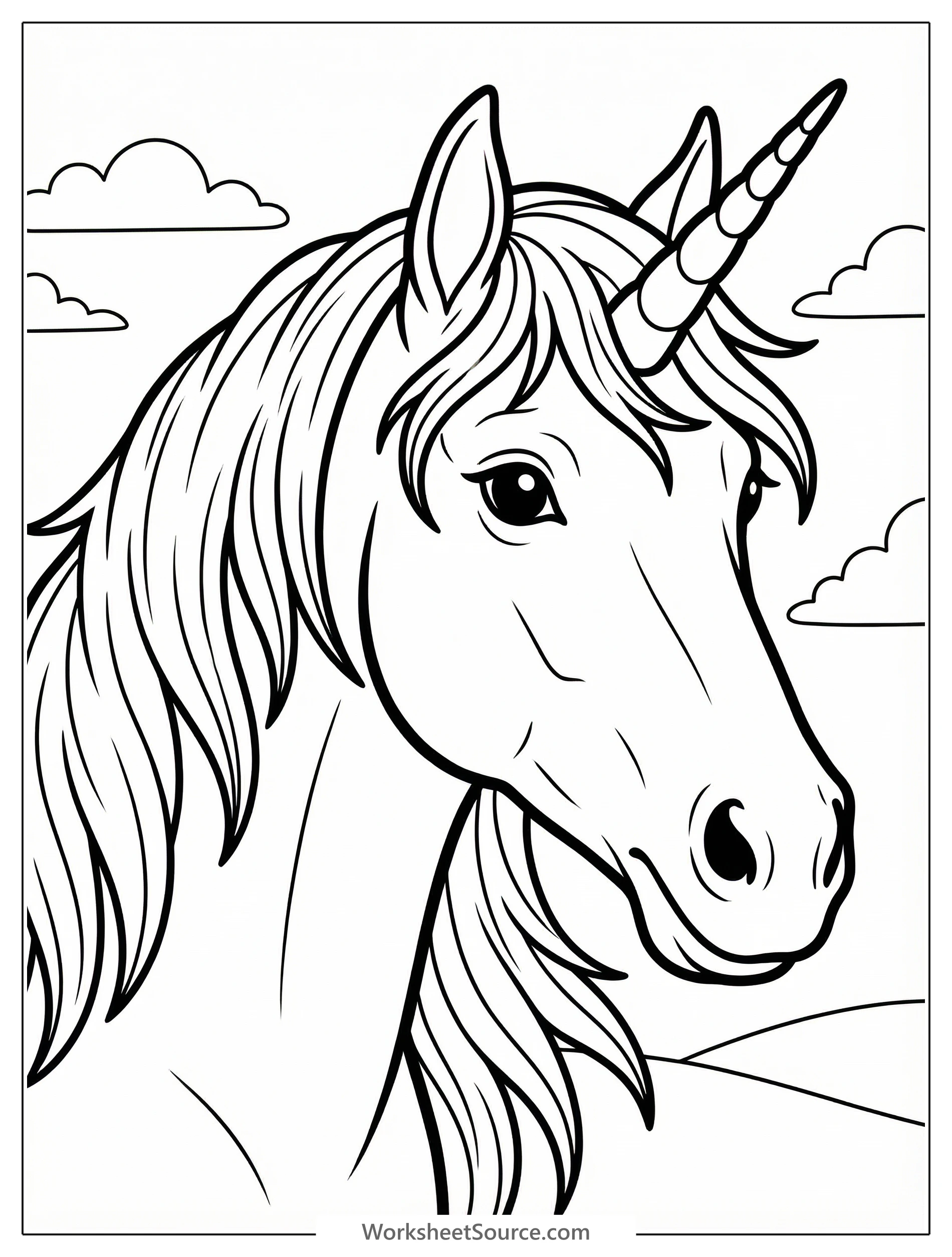 Lifelike Unicorn Portrait — रंग भरना