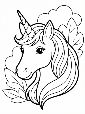 Photorealistic Unicorn Head coloring page