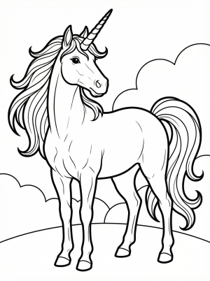 Realistic Unicorn coloring pages