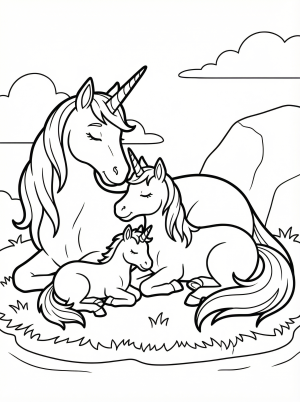 Unicorn Family coloring pages