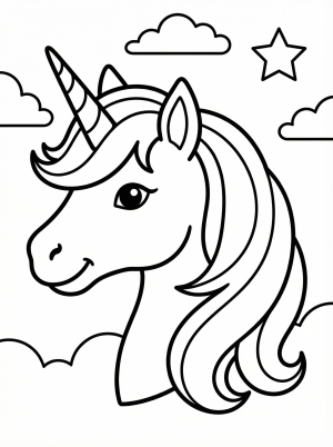 Unicorn Head Side View coloring page