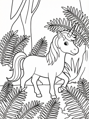 Unicorn in Forest coloring pages
