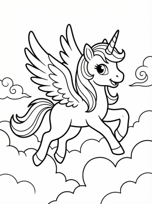 Alicorn Racing Through Clouds