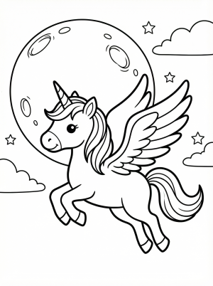 Winged Unicorn With Moon