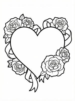 Heart With Flowers coloring page