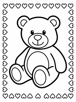 Charming page border outline featuring a continuous pattern of many small, interlocking hearts, perfect for Valentine's Day crafting and coloring activities.